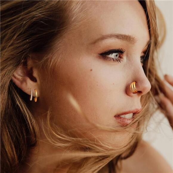 5PCS Surgical Steel Nose Rings - Hinged Hoops for Septum, Daith, Cartilage - Picture 3 of 7